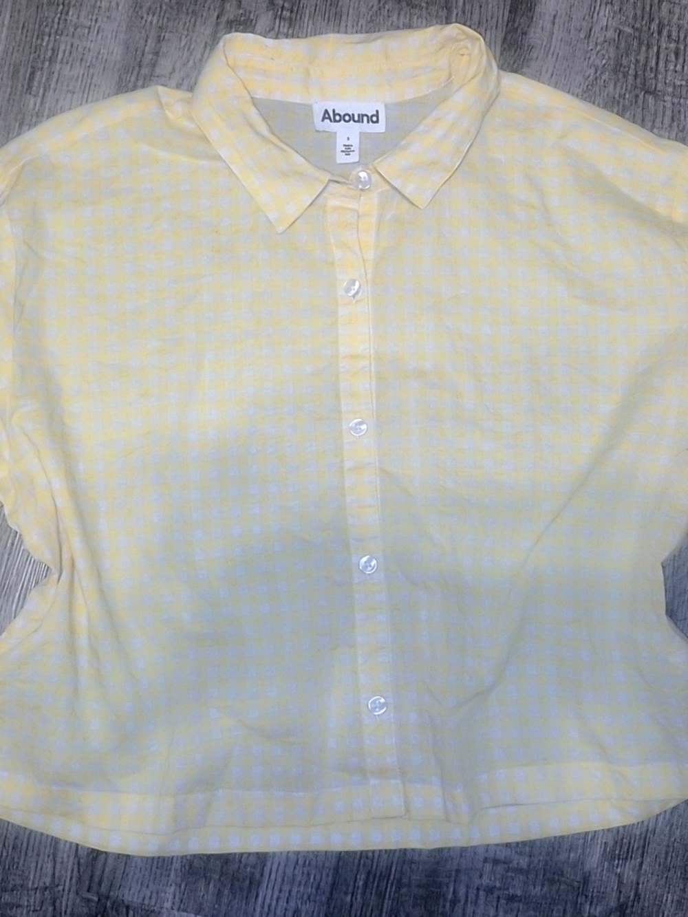 Abound Pale Yellow Gingham Button-Front Top